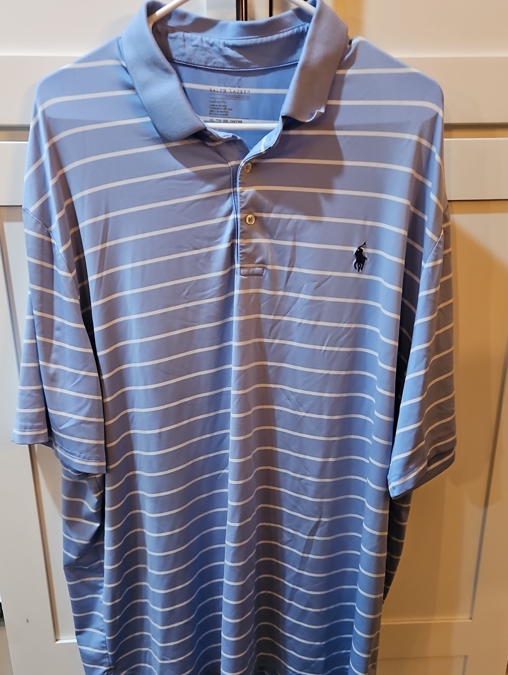 Ralph Lauren Blue and White Striped Polo Shirt Xxl